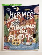 Hermes Vintage Beauty Art Flannel Throw Blanket IMG_5307